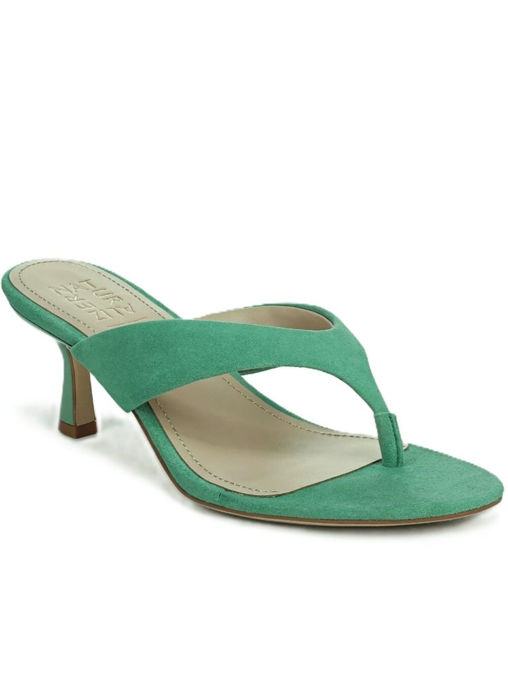 Naturalizer 27 EDIT TRESSA Dress Sandal Emerald Green Suede Thong Kitten Heel